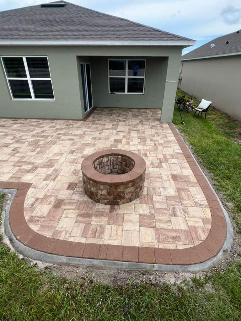KS Solutions Backyard Paver Patio with Fire Pit install in Central Florida, FL