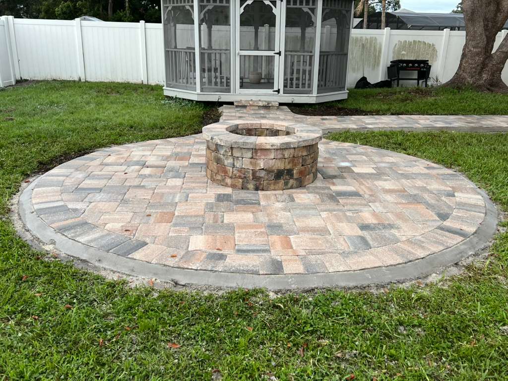 KS Solutions Circular Paver Patio with Fire Pit install in Central Florida, FL
