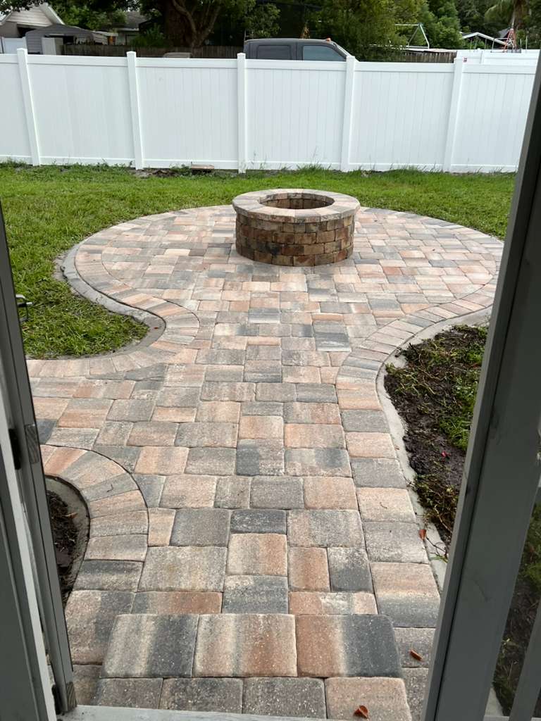 KS Solutions Circular Paver Patio with Fire Pit & Walkway install in Central Florida, FL