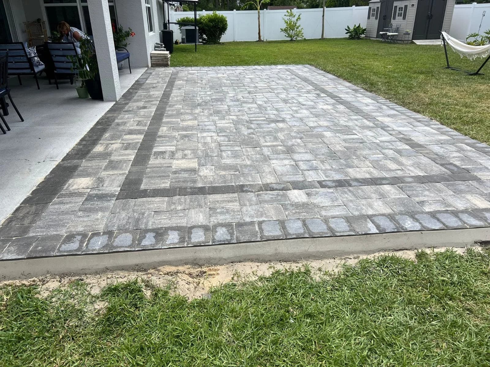 KS Solutions Grey Paver Patio with Two-Tone Border install in Central Florida, FL