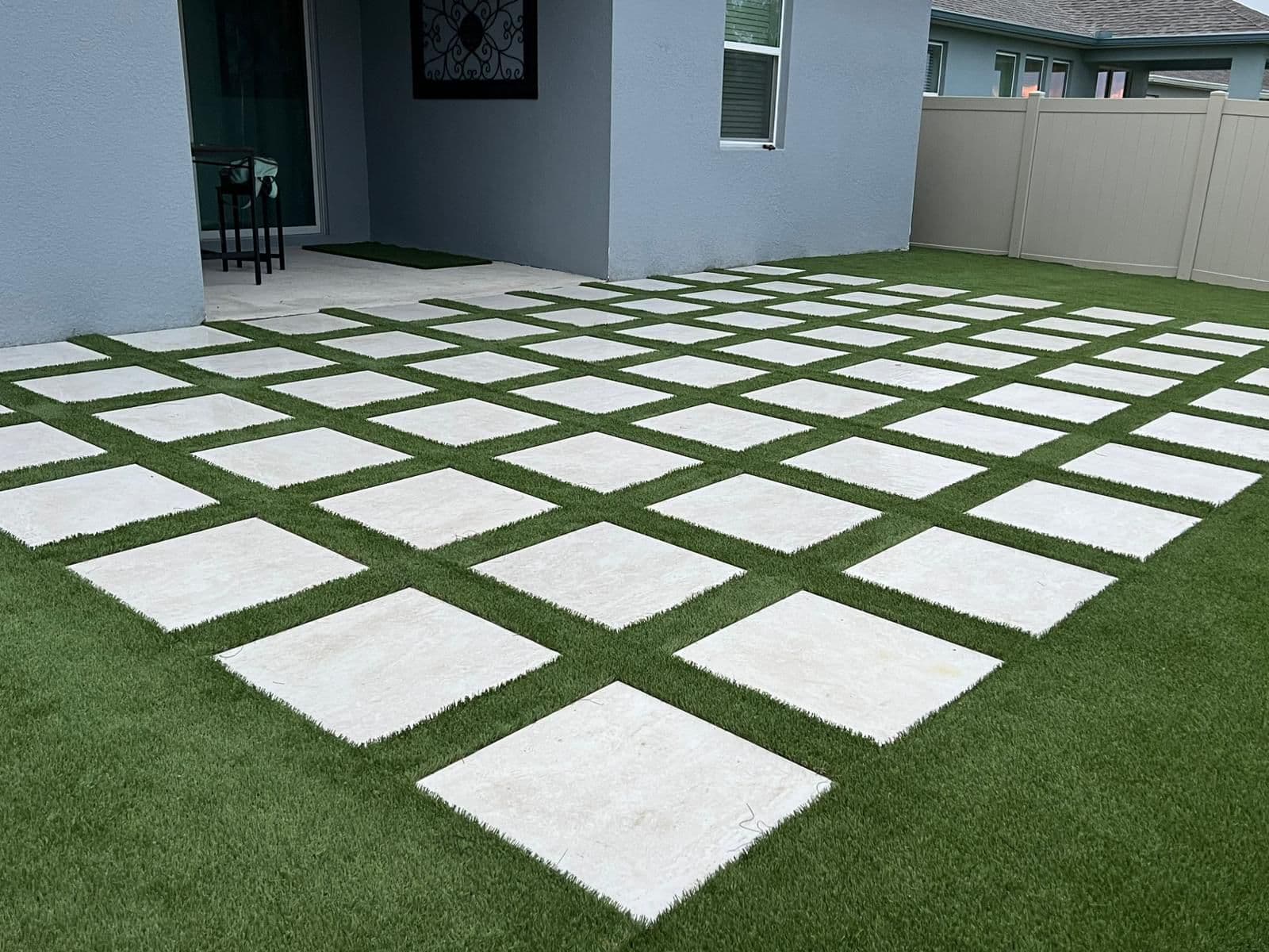 KS Solutions Paver & Turf Checkerboard Patio install in Central Florida, FL