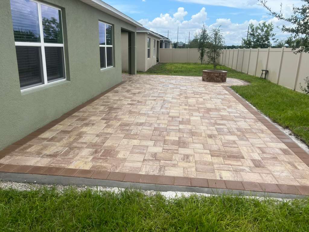 KS Solutions Tan Paver Patio with Brown Border install in Central Florida, FL