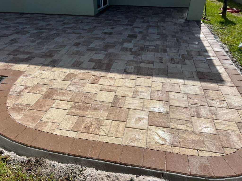KS Solutions Two-Tone Paver Patio with Brown Border install in Central Florida, FL
